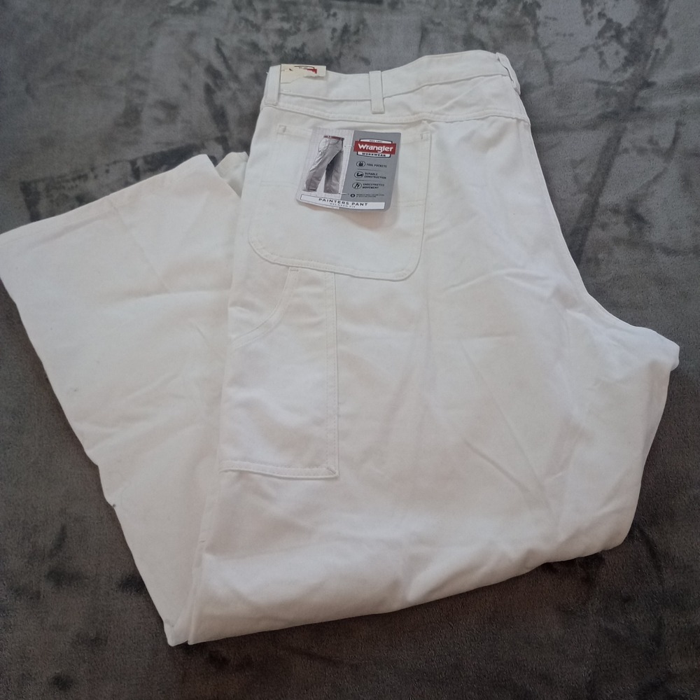 Wrangler Painters Pant Mens 44x30 White Relaxed Fit Workwear Utility Carpenter